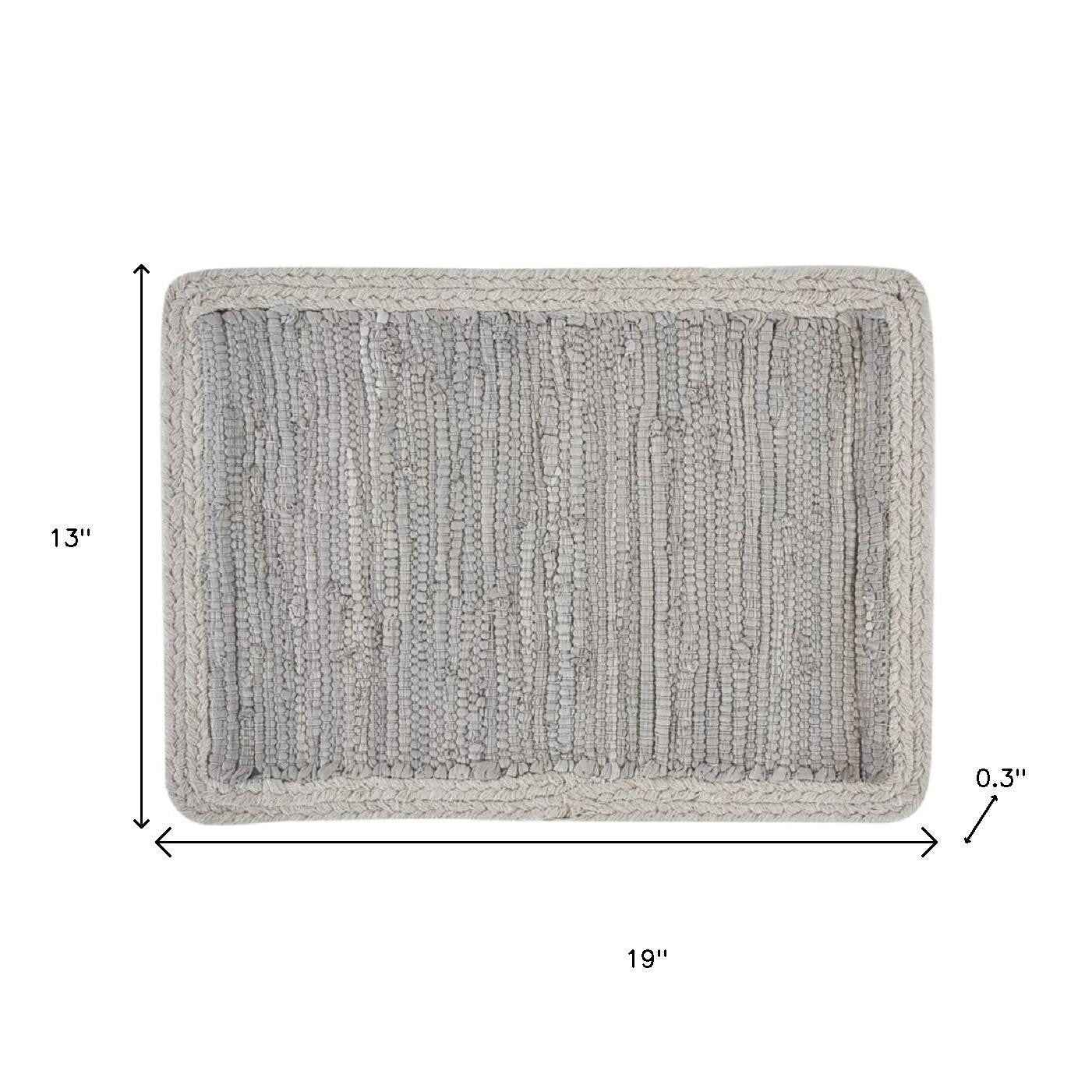 19" Set of Four Gray And Natural Cotton Placemats