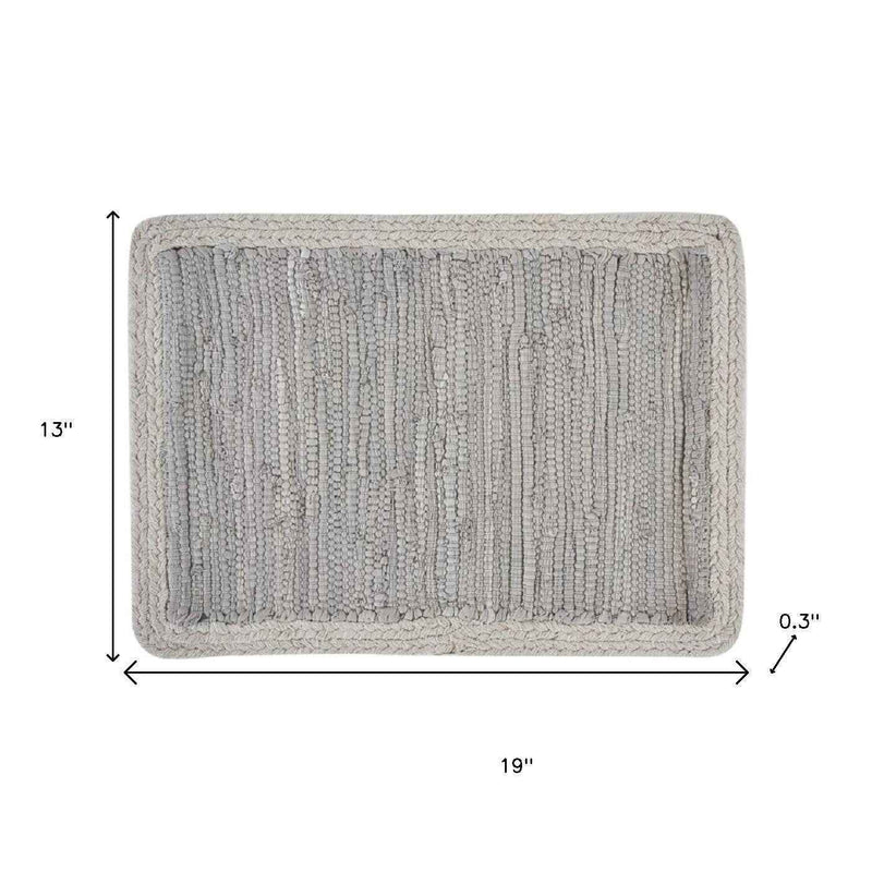 19" Set of Four Gray And Natural Cotton Placemats