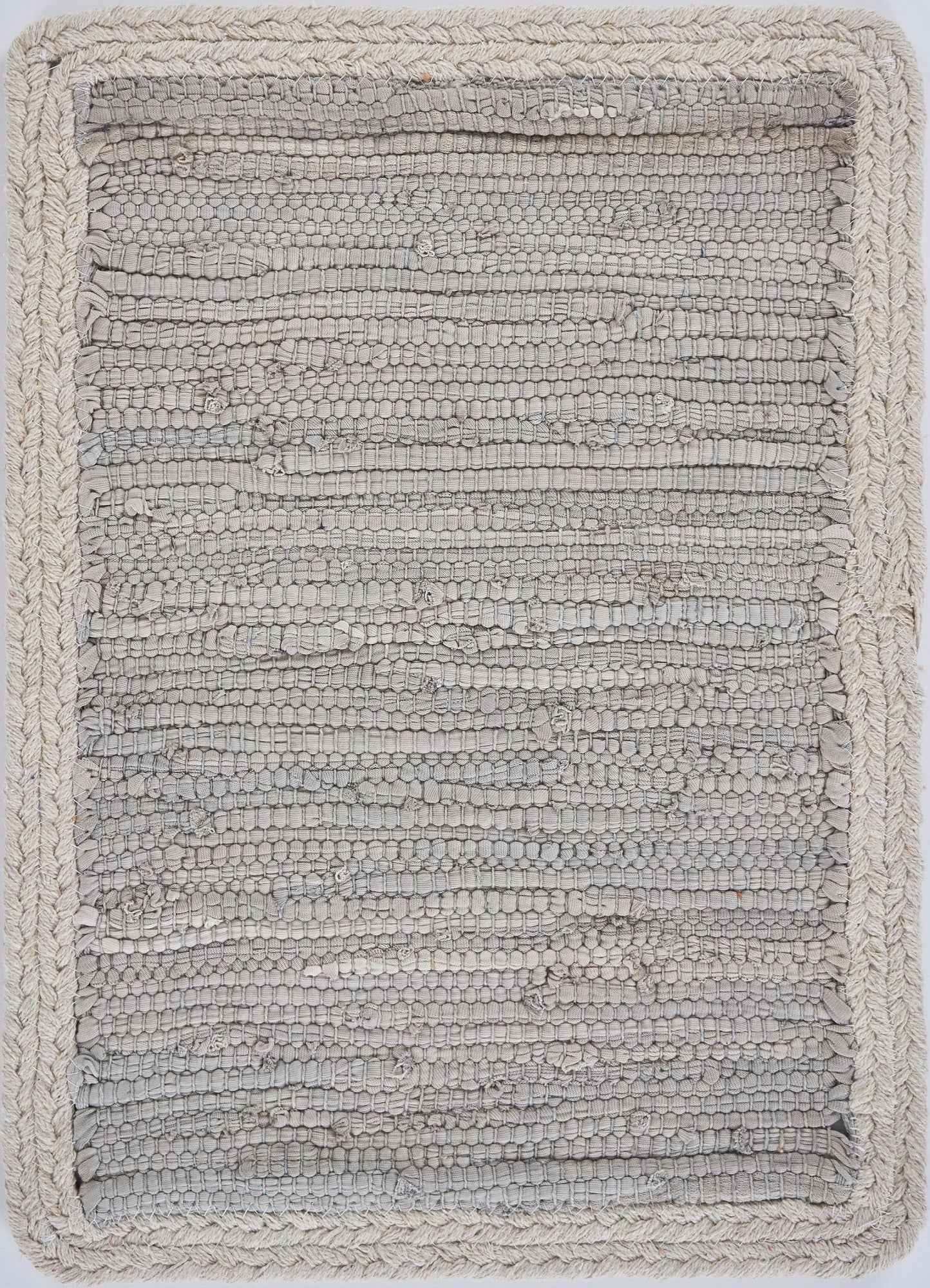 19" Set of Four Gray And Natural Cotton Placemats