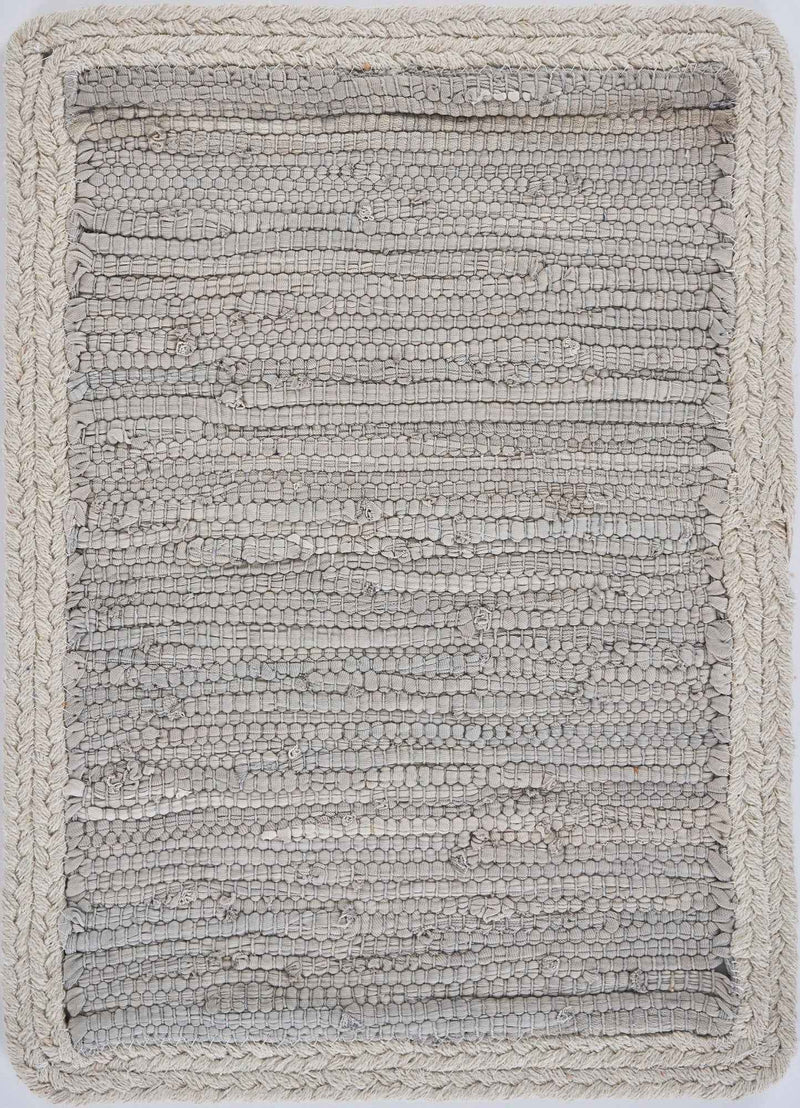 19" Set of Four Gray And Natural Cotton Placemats