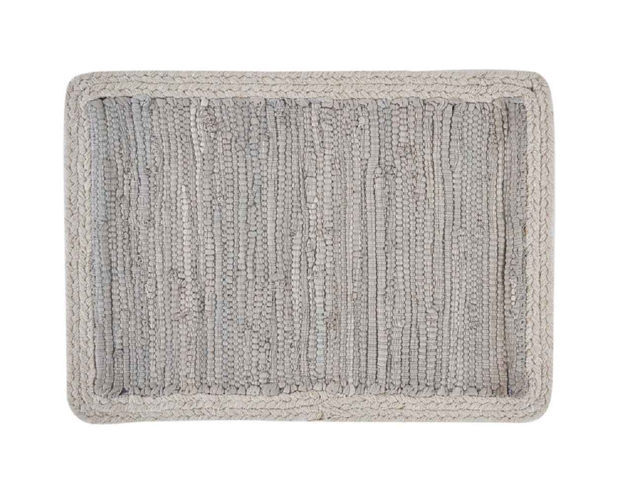 19" Set of Four Gray And Natural Cotton Placemats