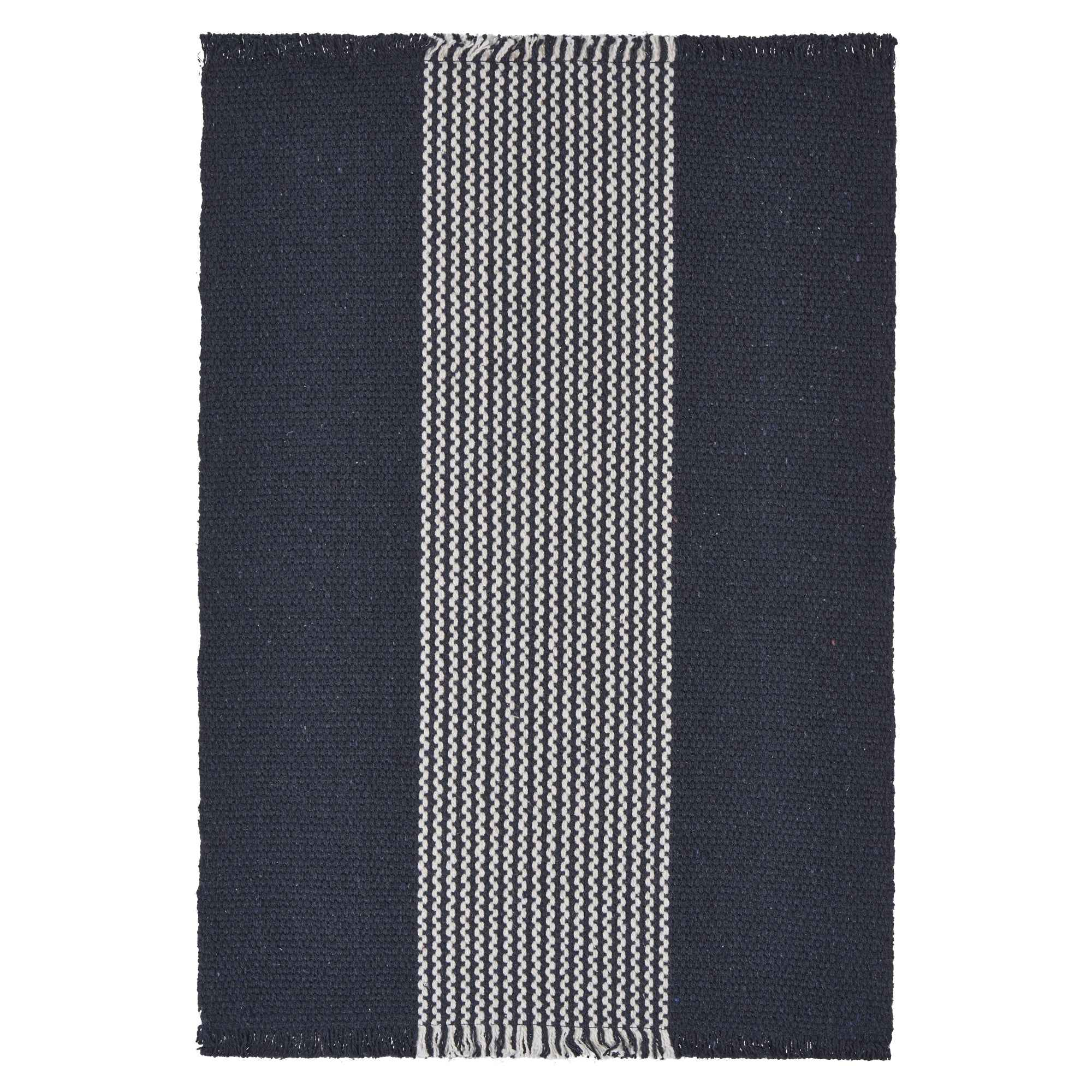 19" Set of Four Navy Blue And White Striped Cotton Placemats