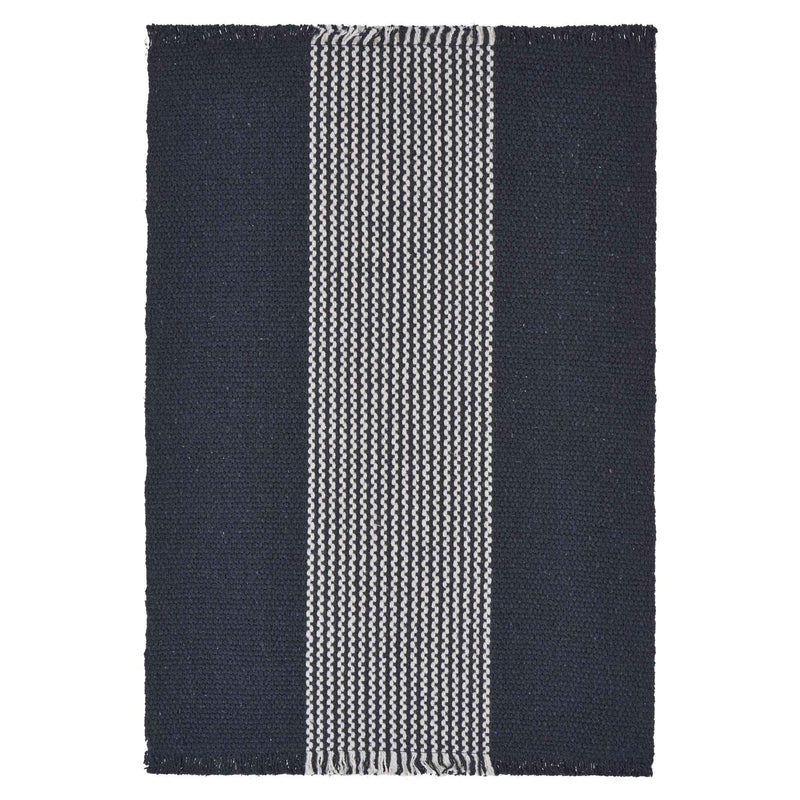 19" Set of Four Navy Blue And White Striped Cotton Placemats