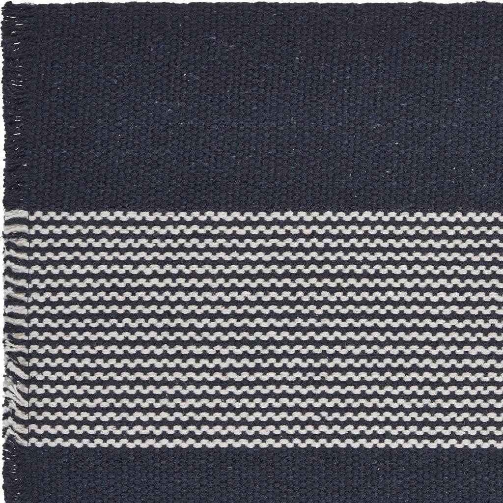 19" Set of Four Navy Blue And White Striped Cotton Placemats