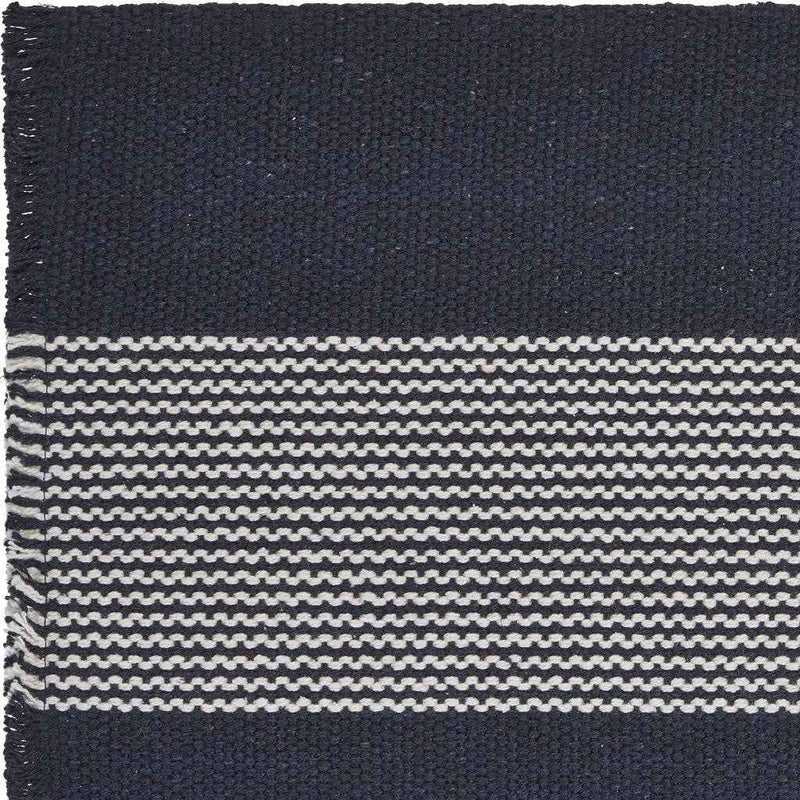 19" Set of Four Navy Blue And White Striped Cotton Placemats