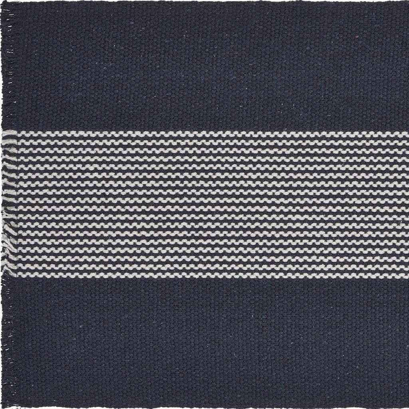 19" Set of Four Navy Blue And White Striped Cotton Placemats