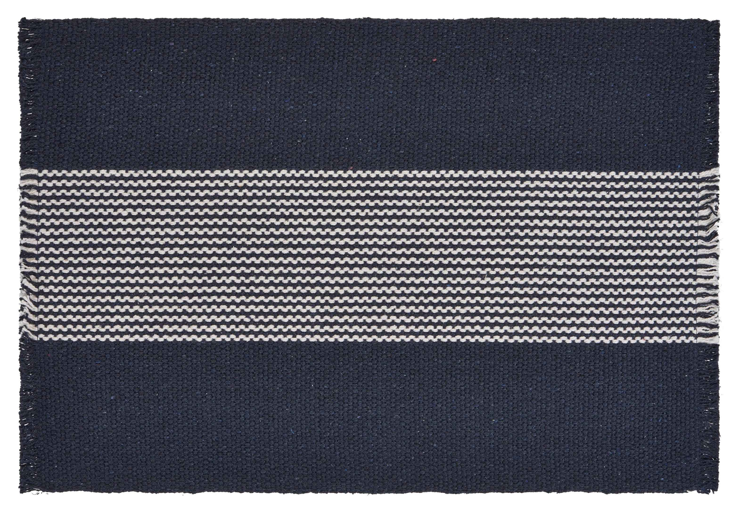 19" Set of Four Navy Blue And White Striped Cotton Placemats