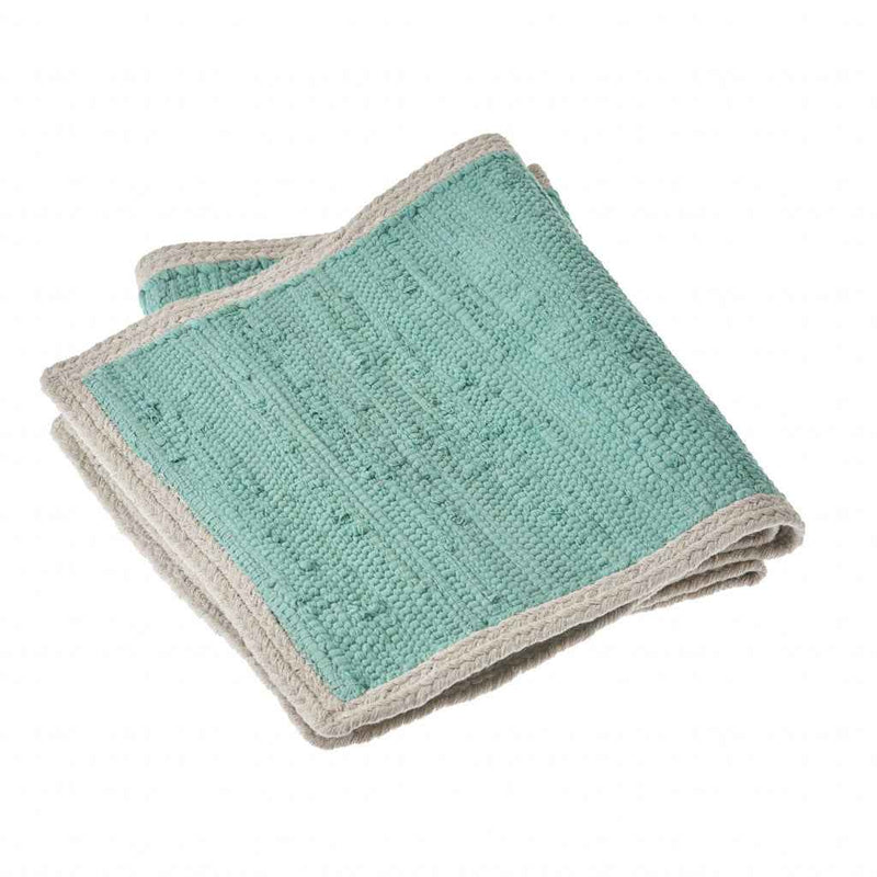 80" Turquoise And Natural Solid With Border Cotton Table Runner