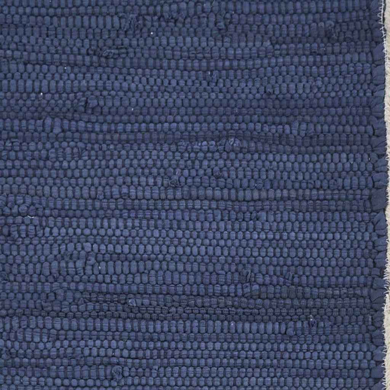 80" Navy Blue And Natural Solid With Border Cotton Table Runner
