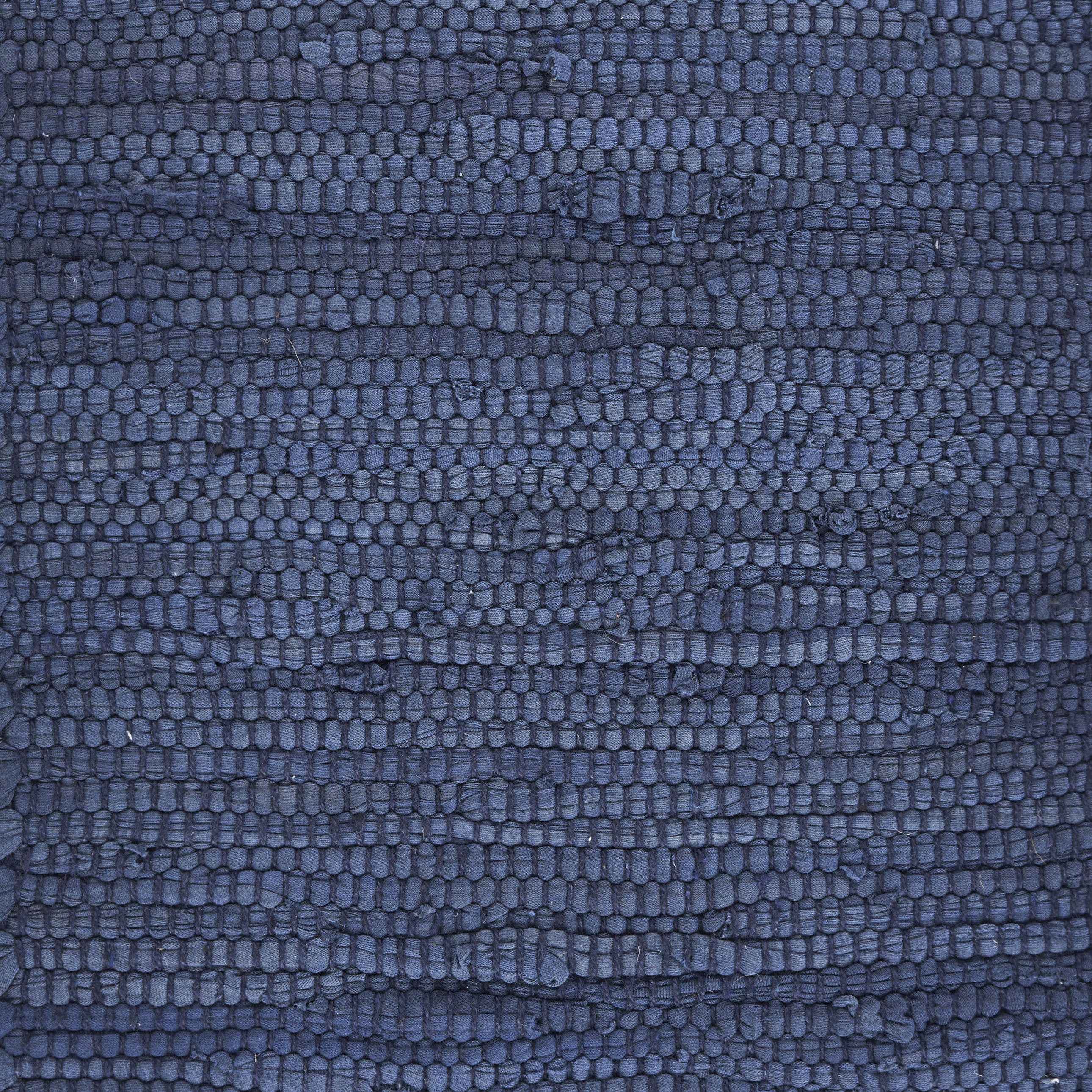 80" Navy Blue And Natural Solid With Border Cotton Table Runner