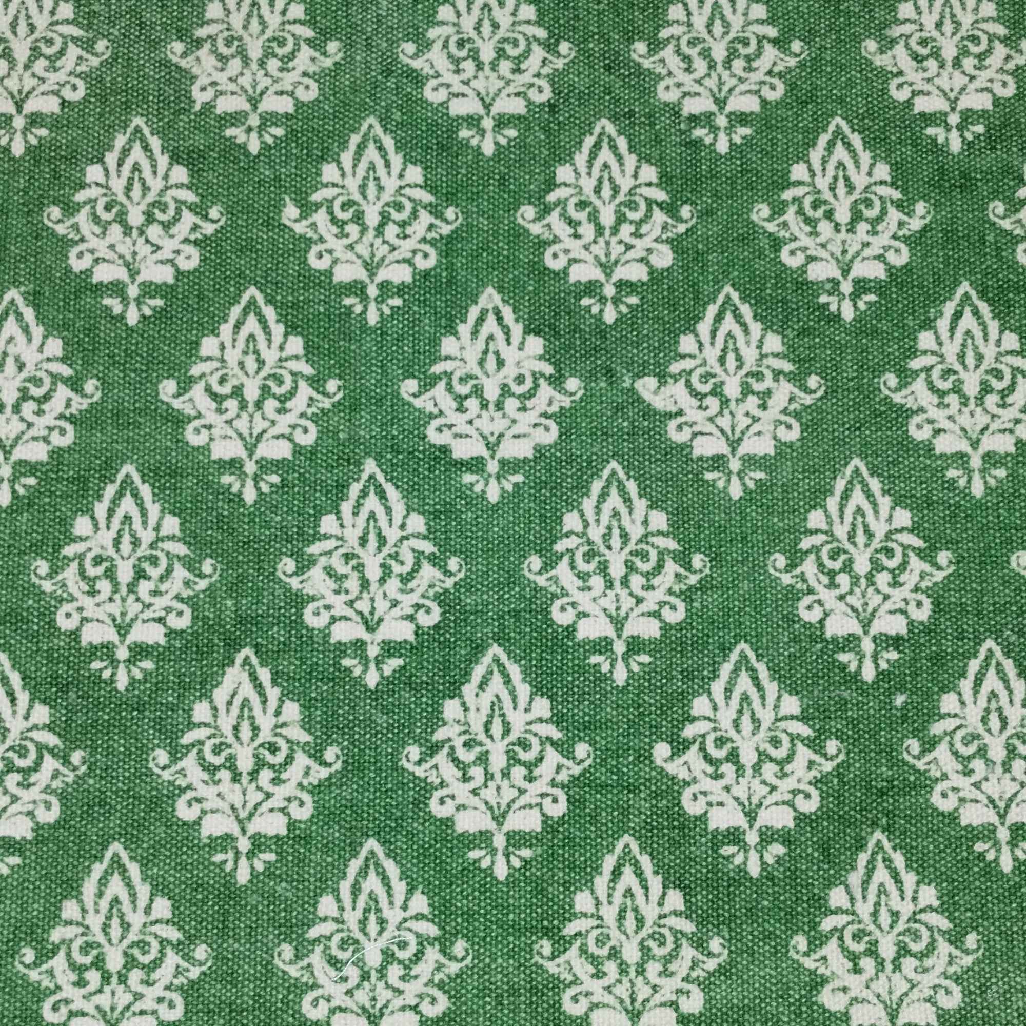 19" Set of Four Green And Cream Geometric Medallion Cotton Placemats