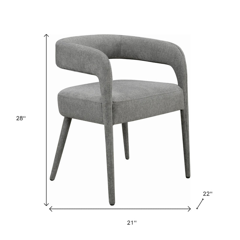 Set of Two Dark Gray Upholstered Linen Open Back Dining Side Chairs - Kitchen & Dining