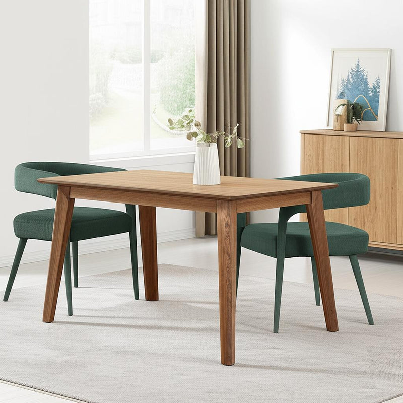 Set of Two Green Upholstered Linen Open Back Dining Side Chairs - Kitchen & Dining