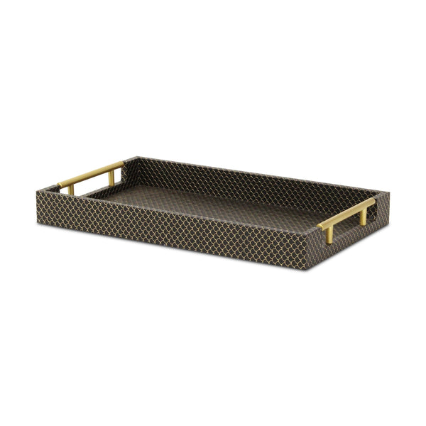 16" Black And Gold Geometric Print Handmade Serving Tray - Kitchen & Dining