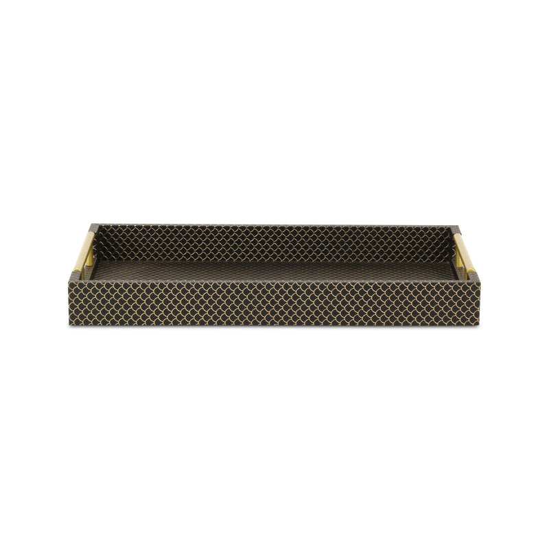 16" Black And Gold Geometric Print Handmade Serving Tray - Kitchen & Dining