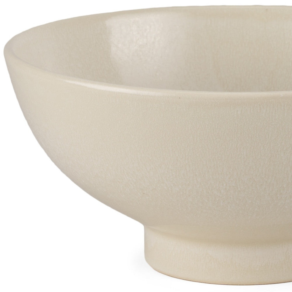 12" Cream Ceramic Round Pedestal Centerpiece Bowl - Kitchen & Dining