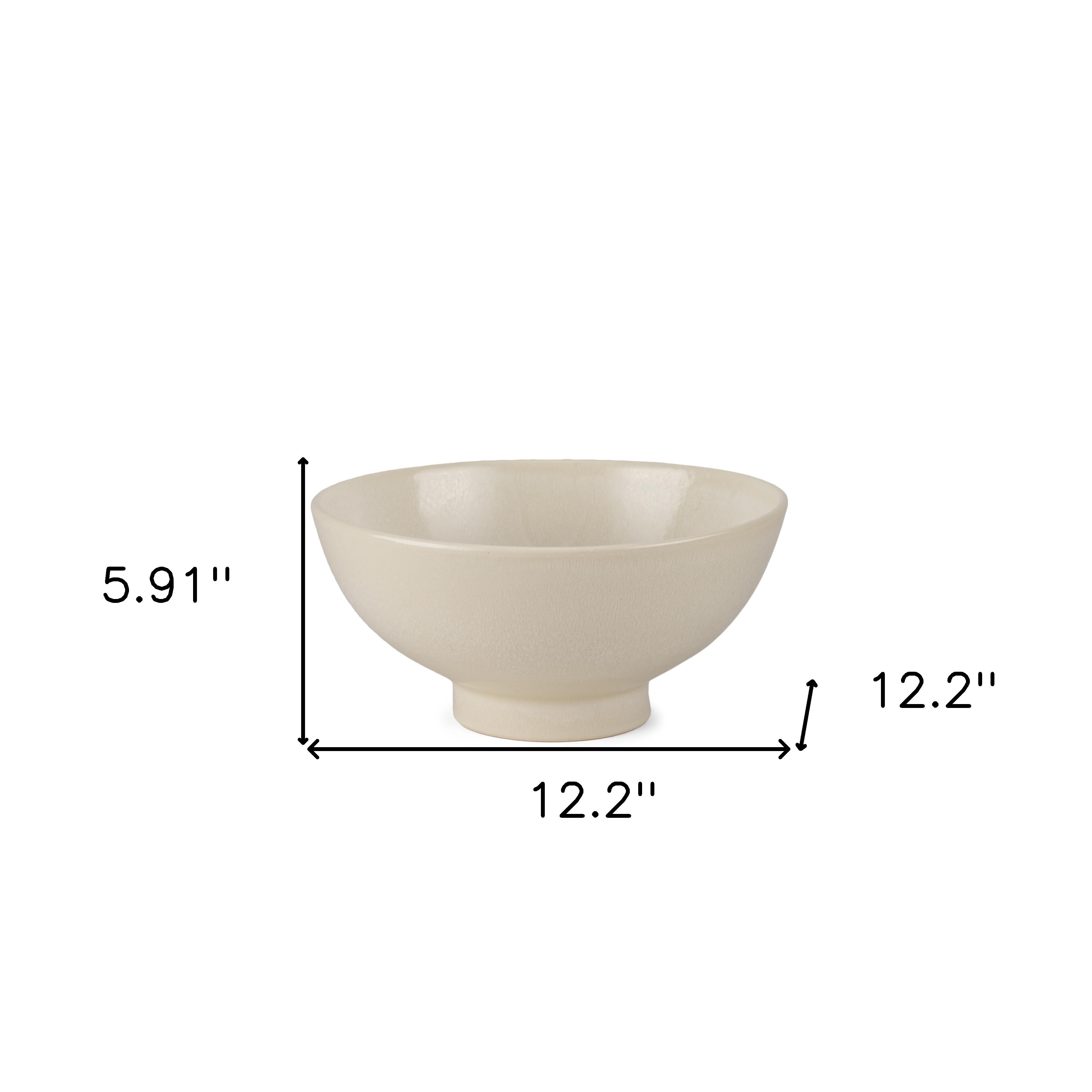 12" Cream Ceramic Round Pedestal Centerpiece Bowl - Kitchen & Dining
