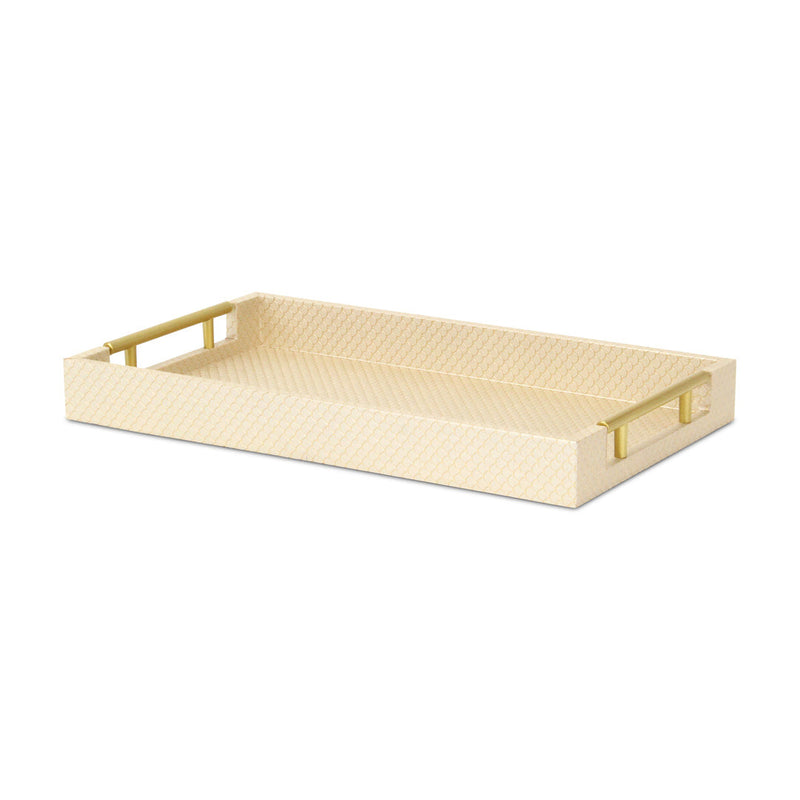 16" Champagne And Gold Geometric Print Handmade Serving Tray With Handles - Kitchen & Dining