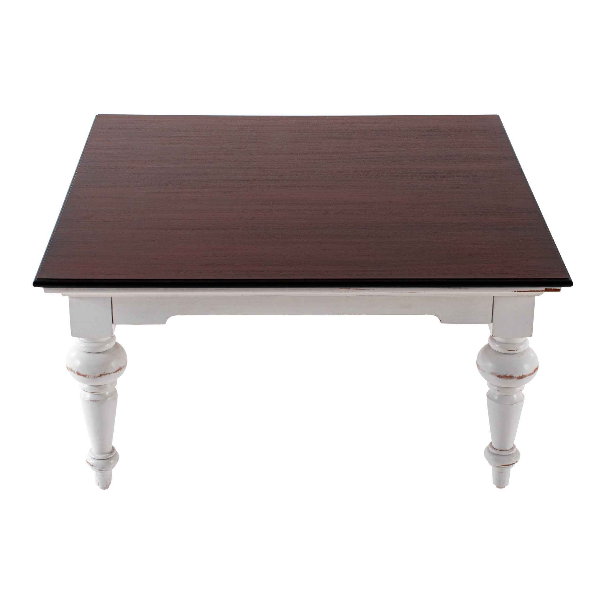 39" Brown and White Wood Square Distressed Coffee Table