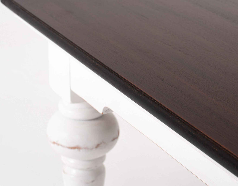 39" Brown and White Wood Square Distressed Coffee Table