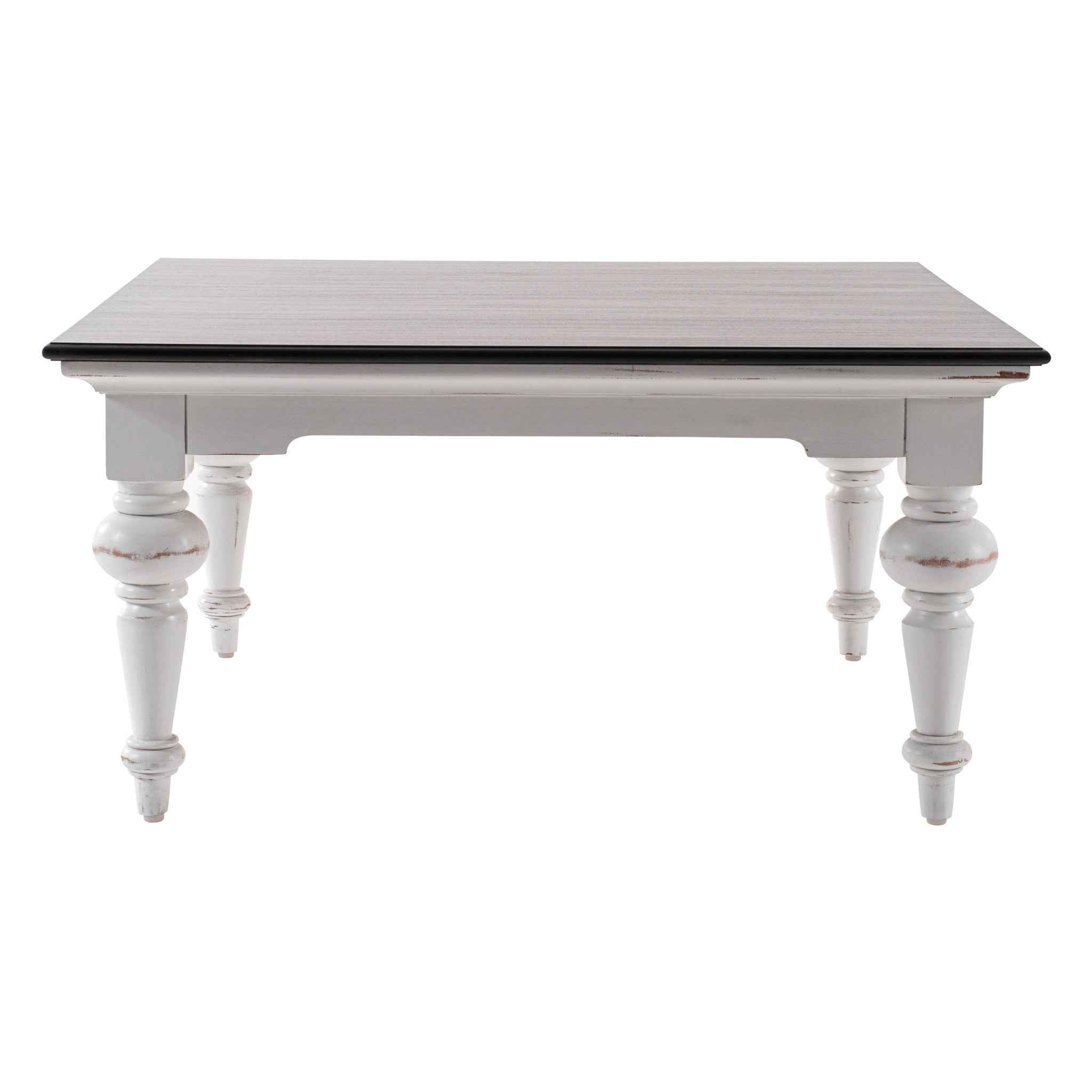 39" Brown and White Wood Square Distressed Coffee Table
