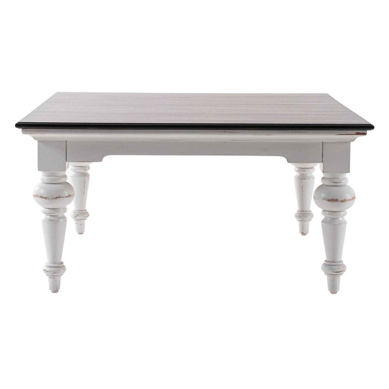39" Brown and White Wood Square Distressed Coffee Table