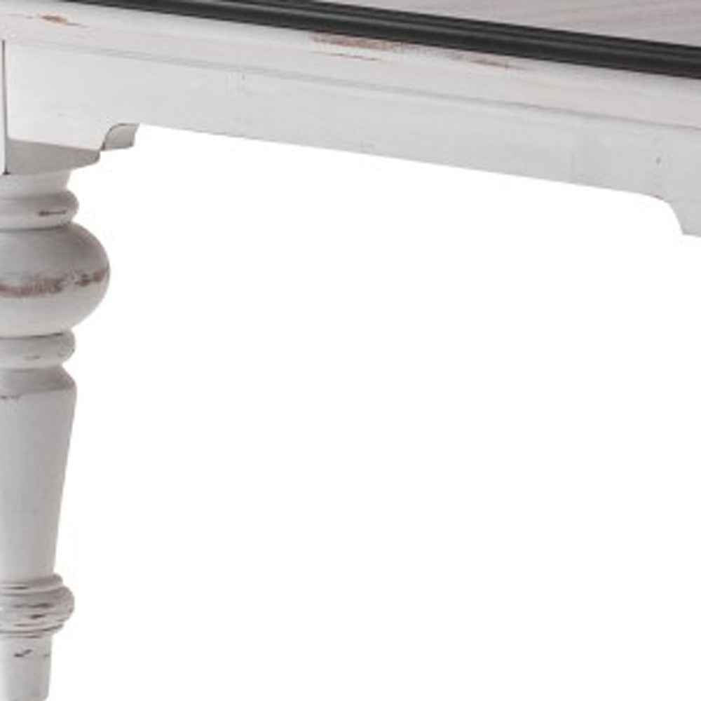 39" Brown and White Wood Square Distressed Coffee Table