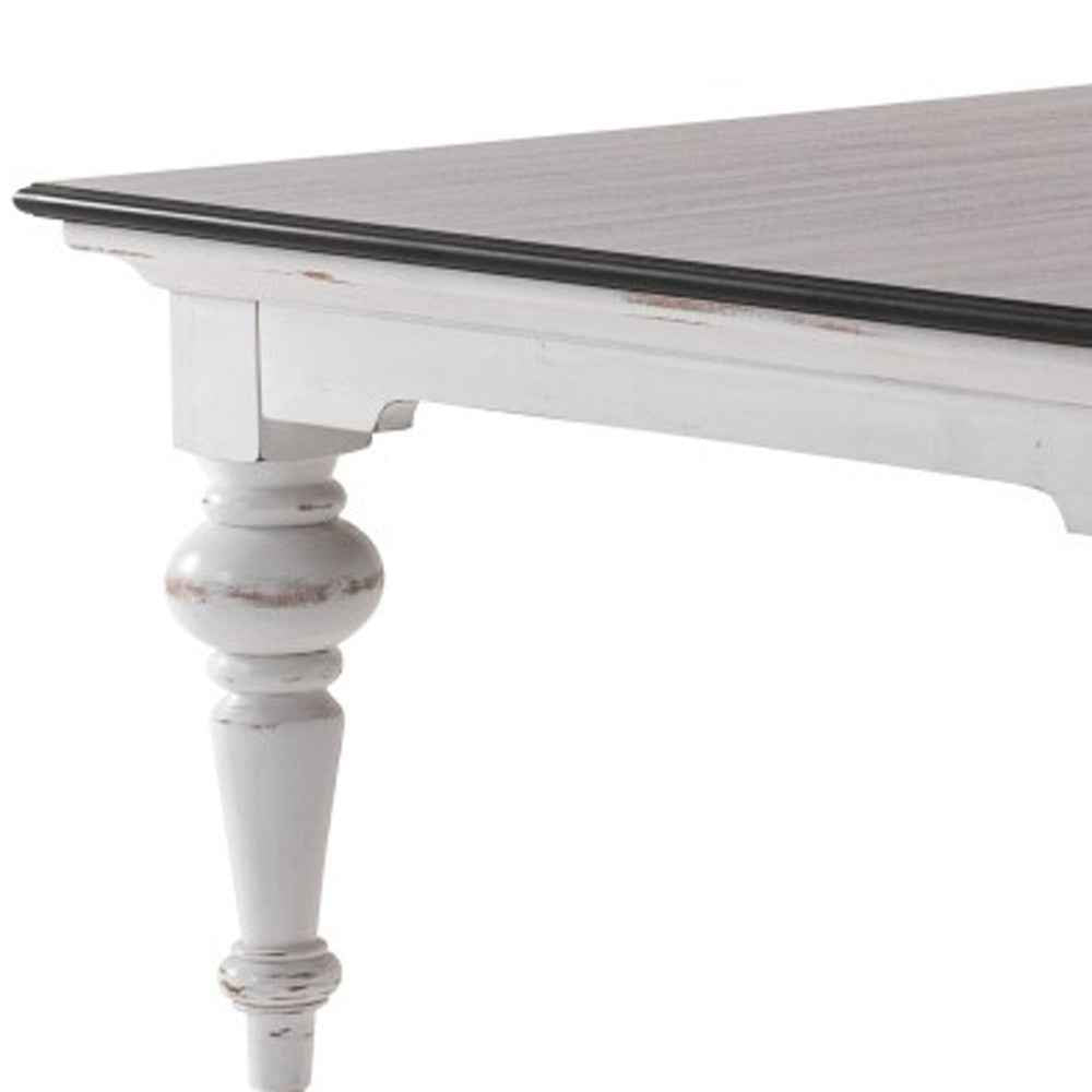 39" Brown and White Wood Square Distressed Coffee Table