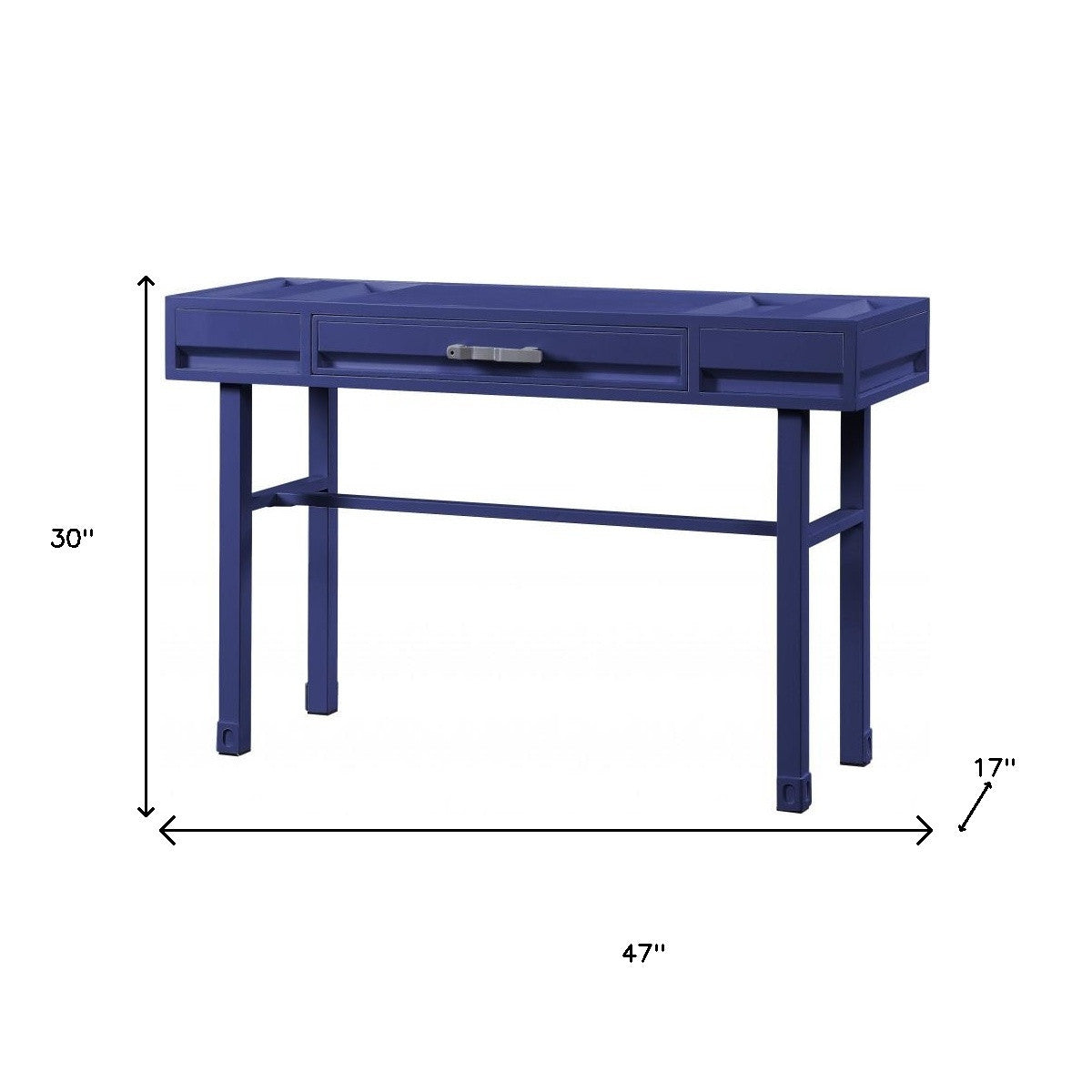 47" Blue Iron And Wood Vanity Table - Living Room