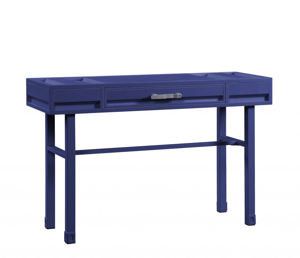 47" Blue Iron And Wood Vanity Table - Living Room