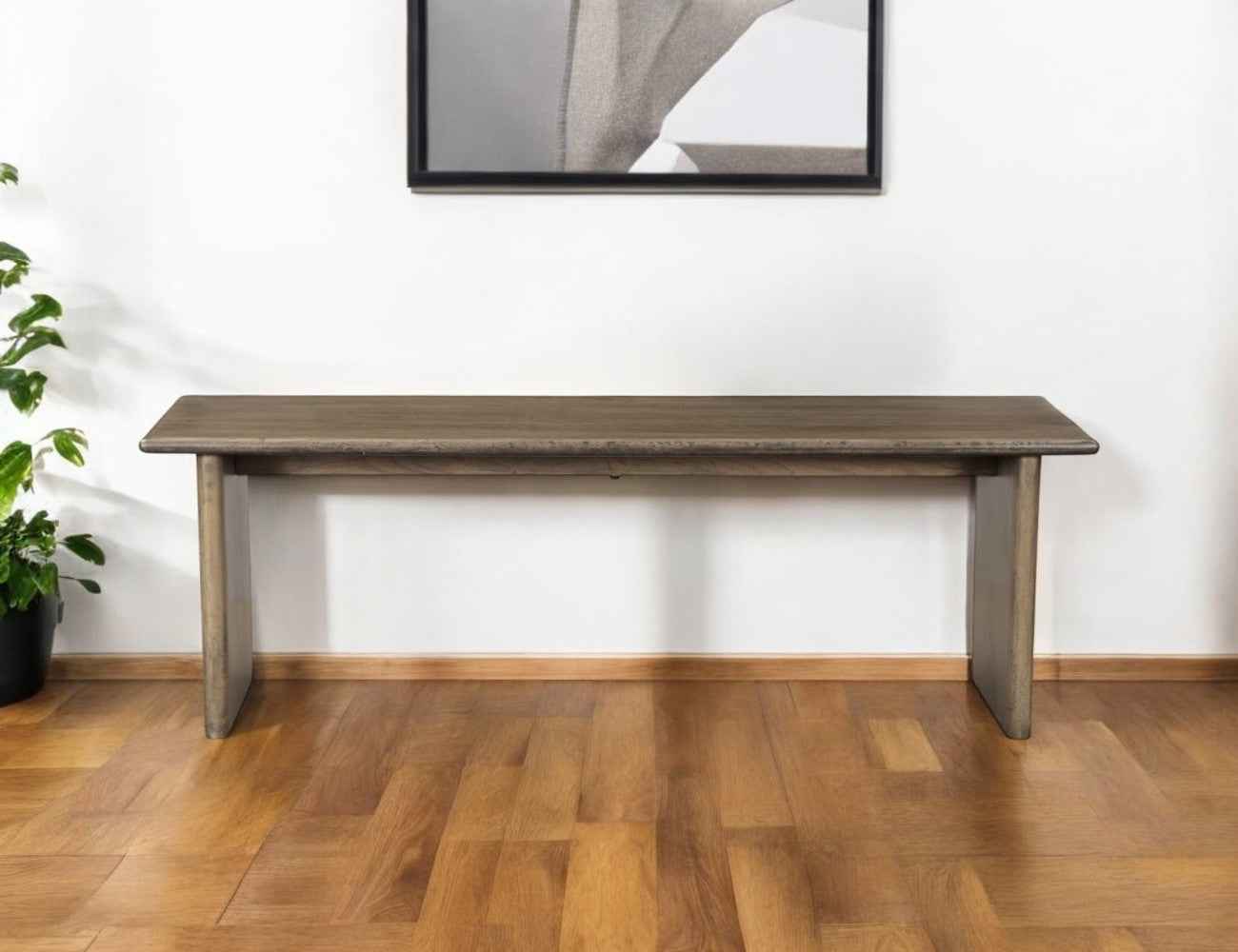 55" Brown Solid Wood Dining Bench