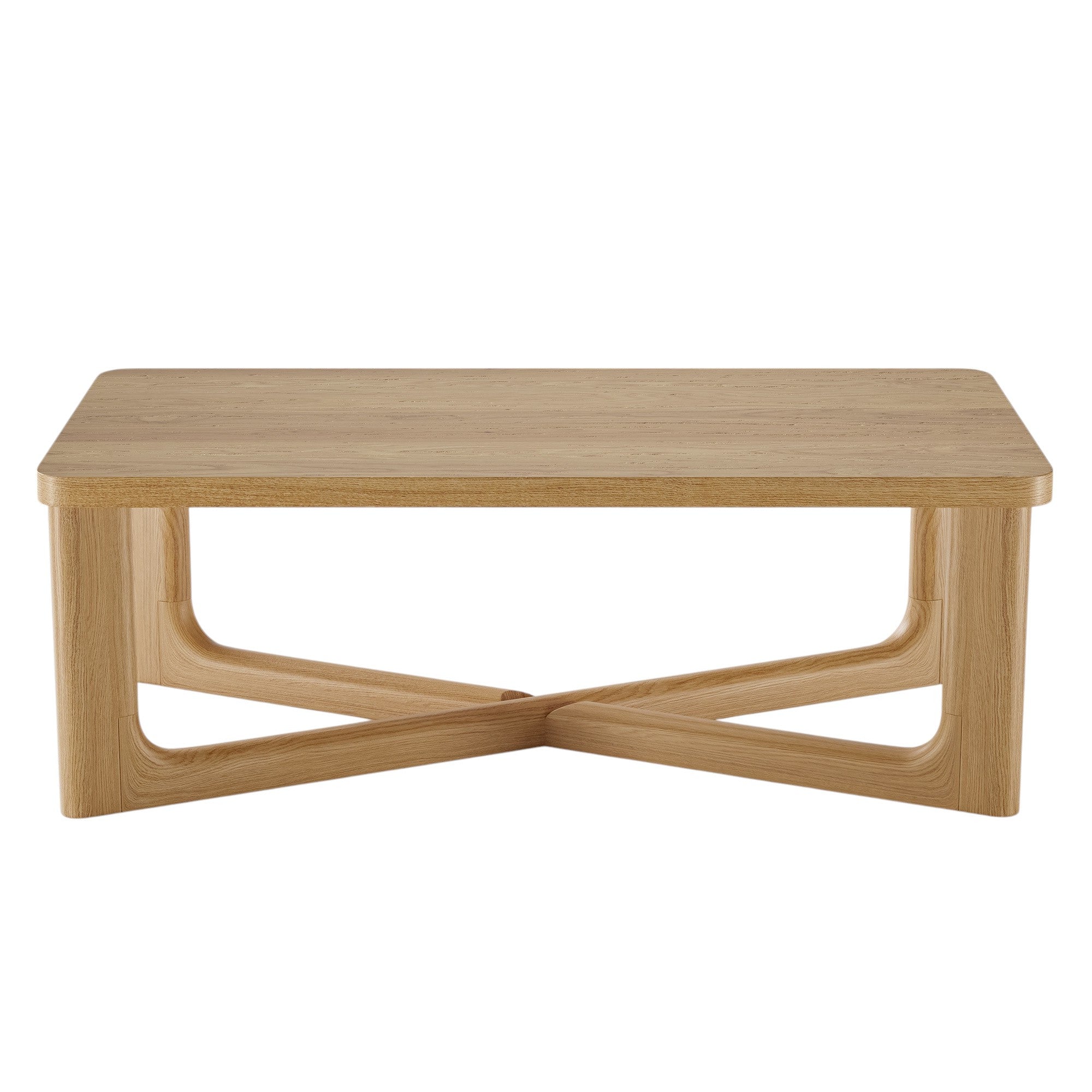 50" Natural Solid Wood Cross Legs Coffee Table - Living Room