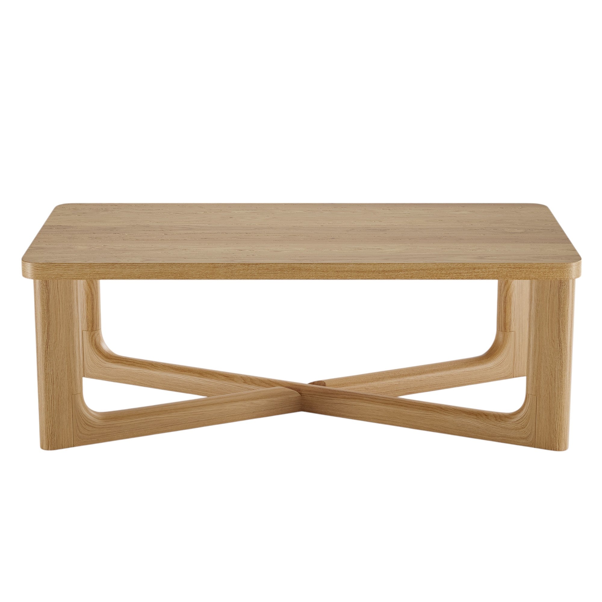 50" Natural Solid Wood Cross Legs Coffee Table - Living Room