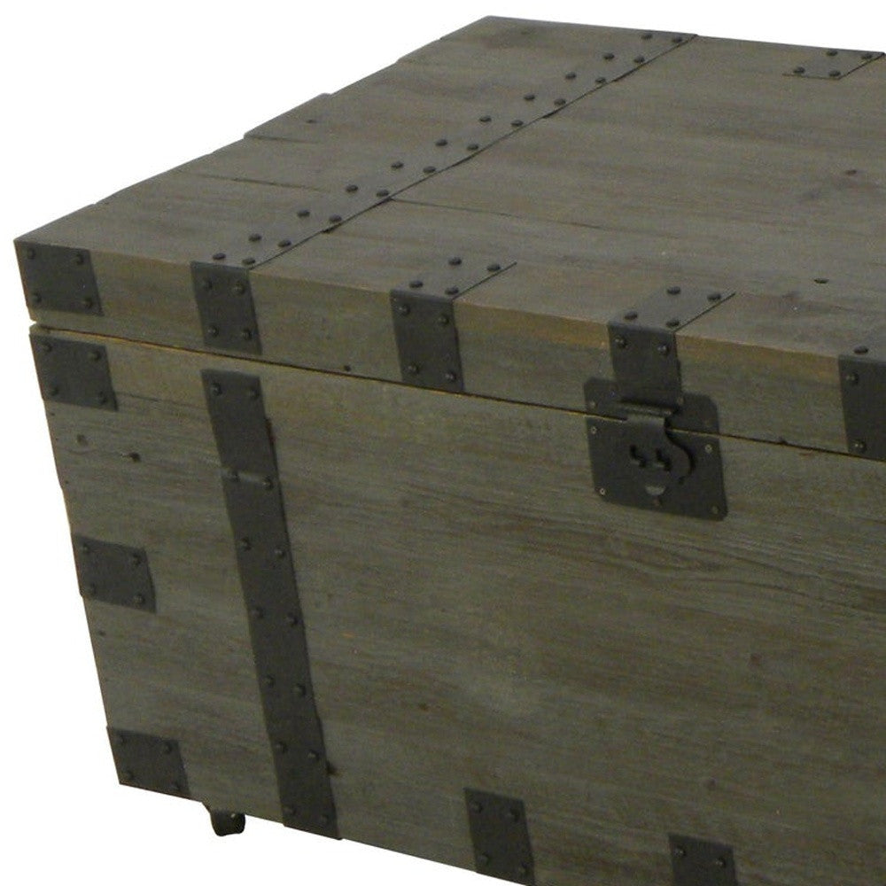 22" Brown Reclaimed Wood Distressed Trunk Coffee Table - Living Room