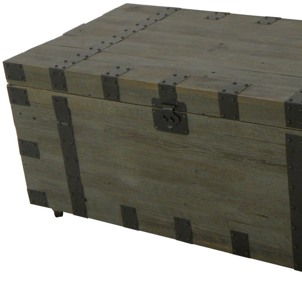 22" Brown Reclaimed Wood Distressed Trunk Coffee Table - Living Room
