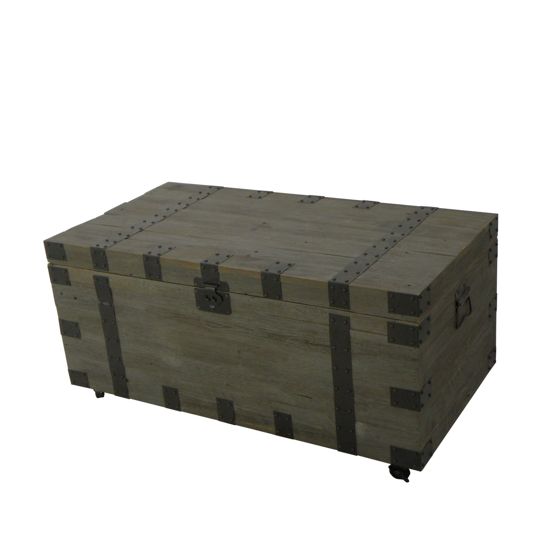 22" Brown Reclaimed Wood Distressed Trunk Coffee Table - Living Room