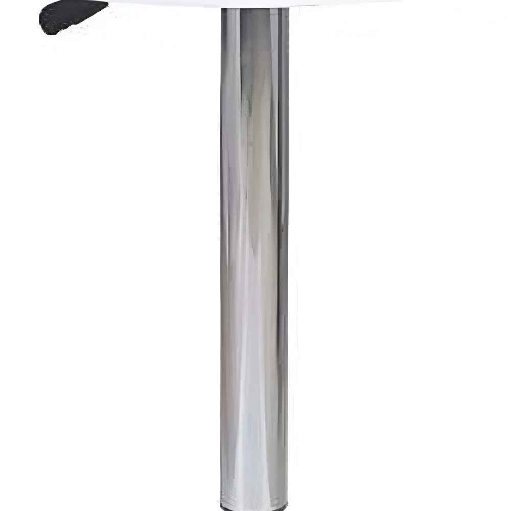 24" White and Silver Rounded Wood and Iron Bar Table