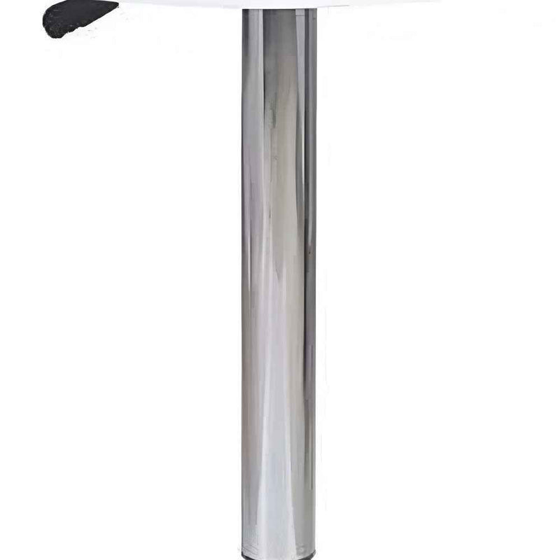 24" White and Silver Rounded Wood and Iron Bar Table