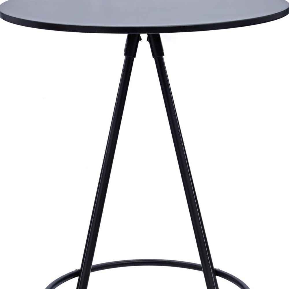 31" Black Rounded Wood and Iron Bar Table