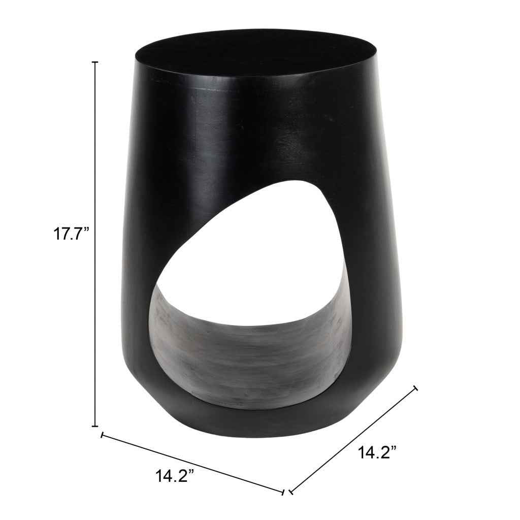 18" Black Solid Wood Round Mod Geo End Table