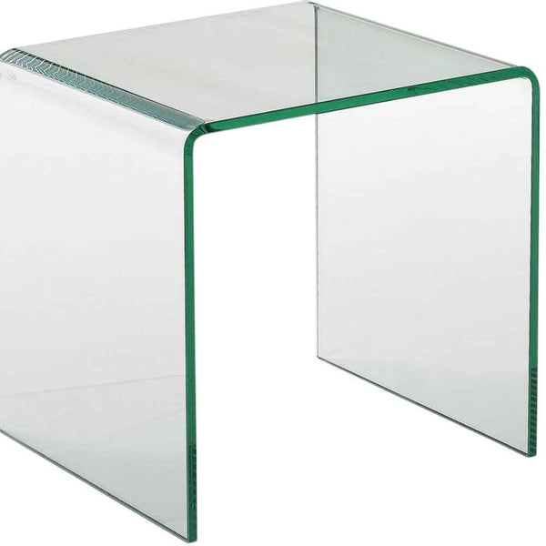 21" Clear Glass Rounded Edge End Table