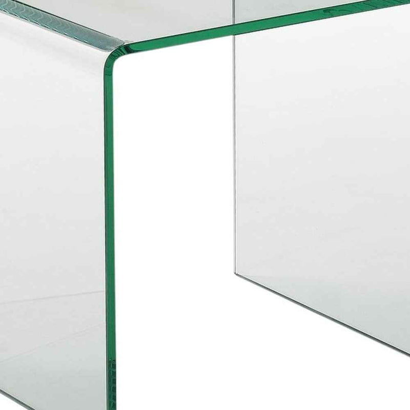 21" Clear Glass Rounded Edge End Table
