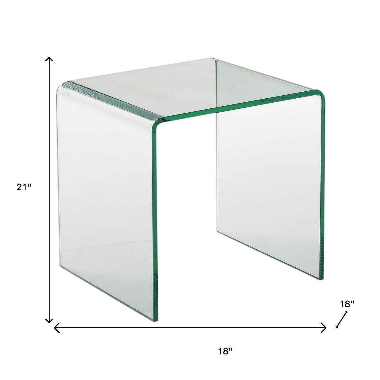 21" Clear Glass Rounded Edge End Table