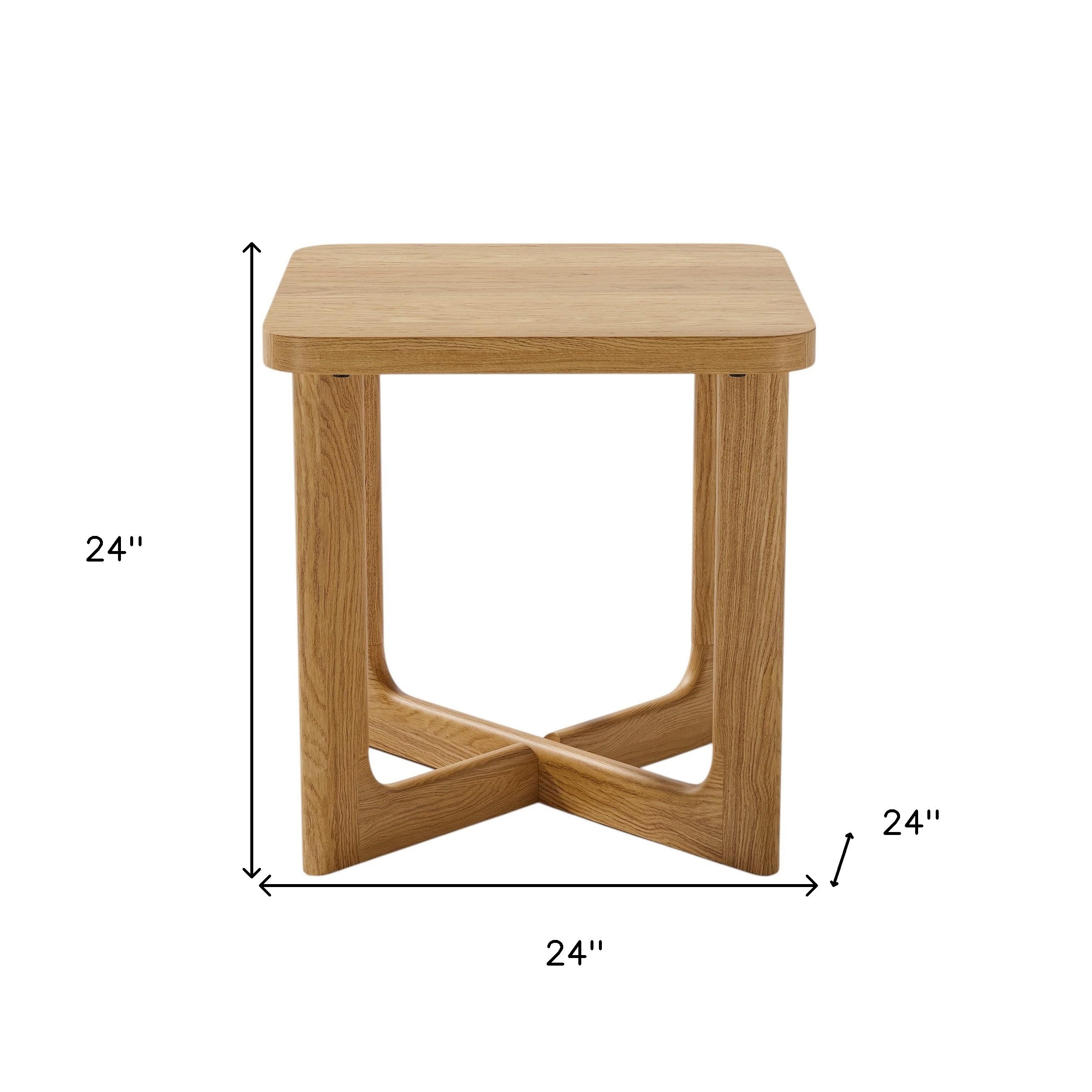 24" Natural Solid Wood Square Cross Legs End Table - Living Room