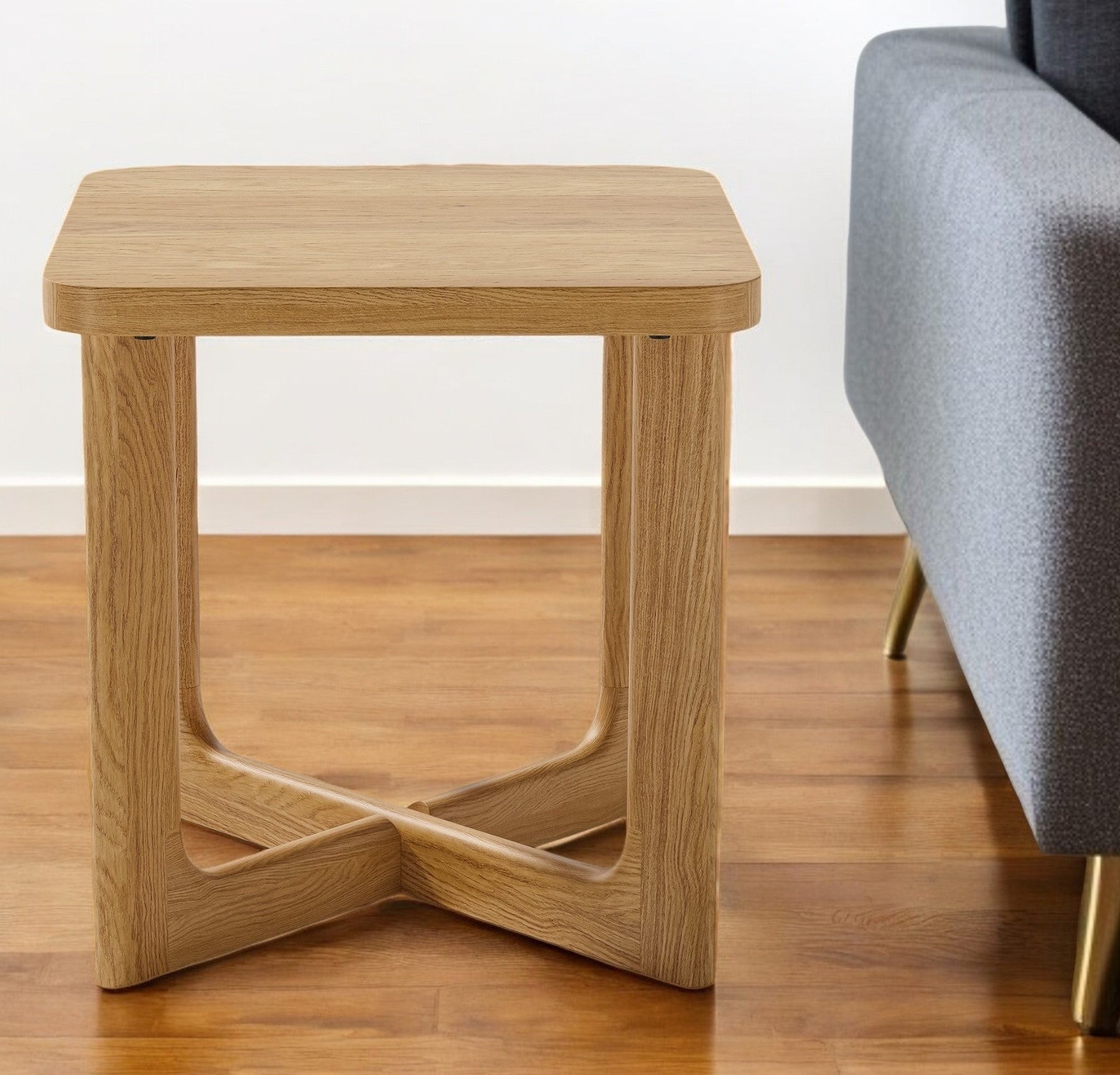 24" Natural Solid Wood Square Cross Legs End Table - Living Room