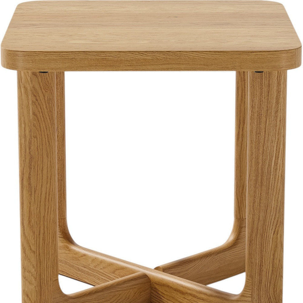 24" Natural Solid Wood Square Cross Legs End Table - Living Room