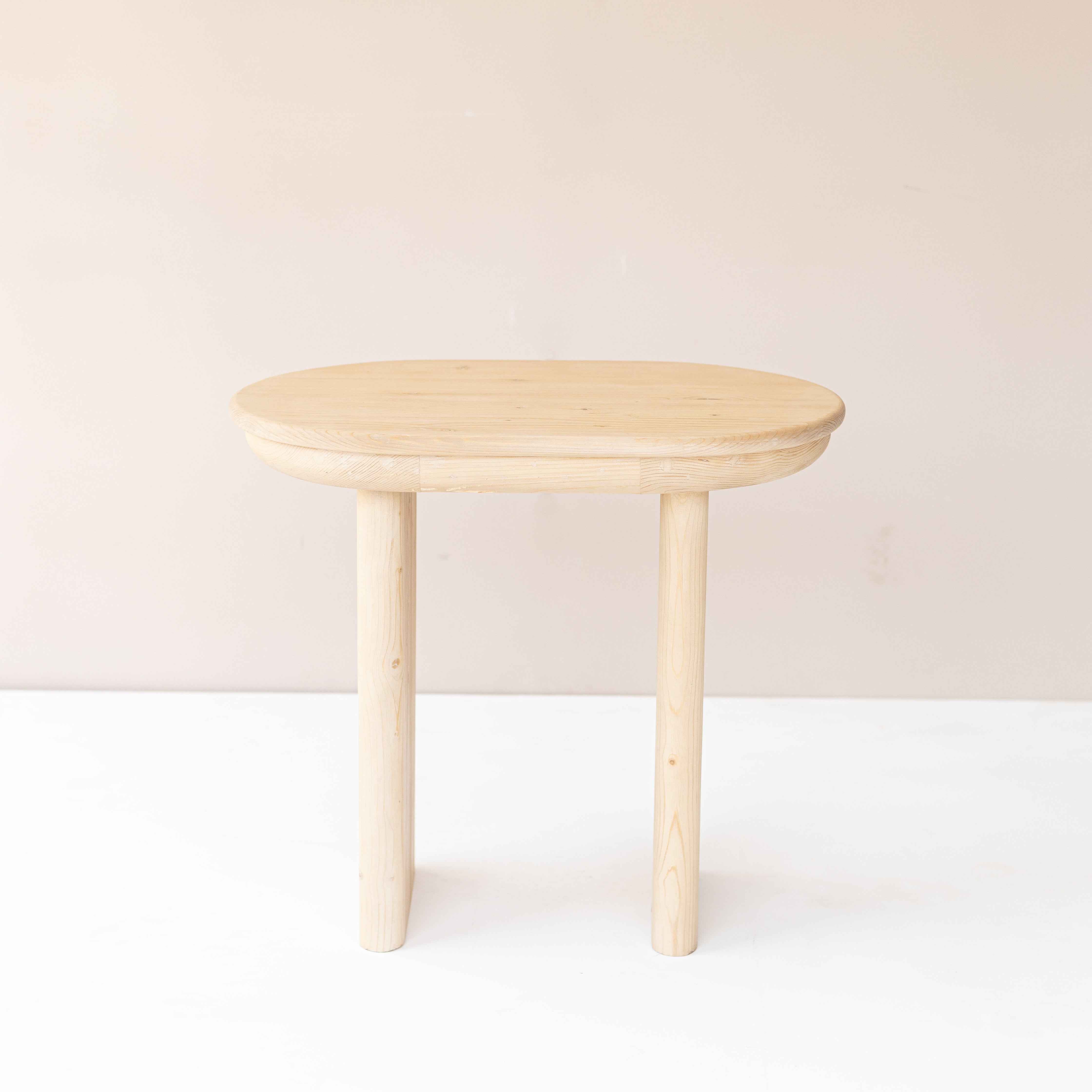 22" Natural Solid Wood Oval Sled End Table