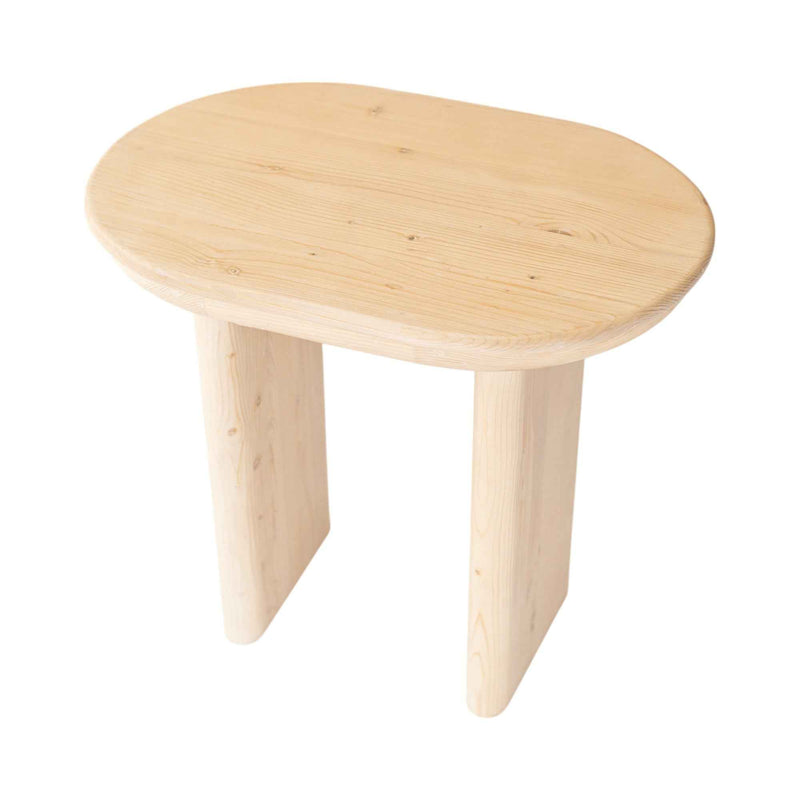22" Natural Solid Wood Oval Sled End Table