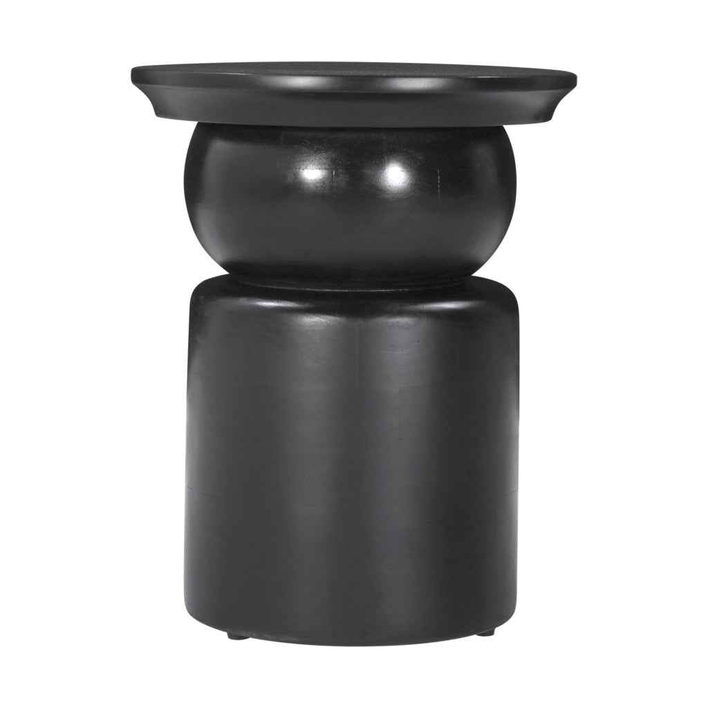 20" Black Solid Wood Round Drum End Table