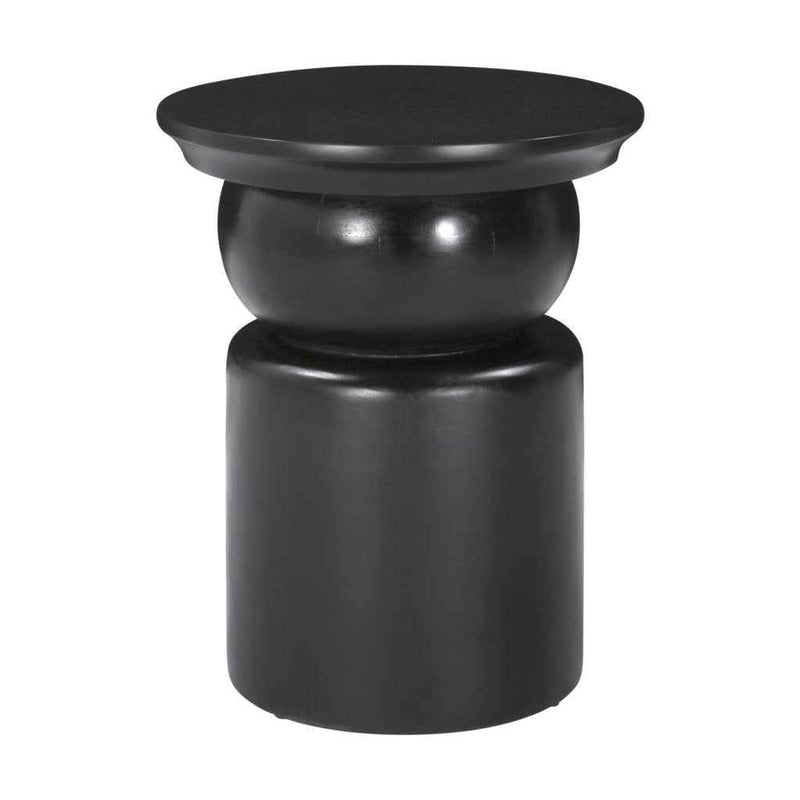 20" Black Solid Wood Round Drum End Table